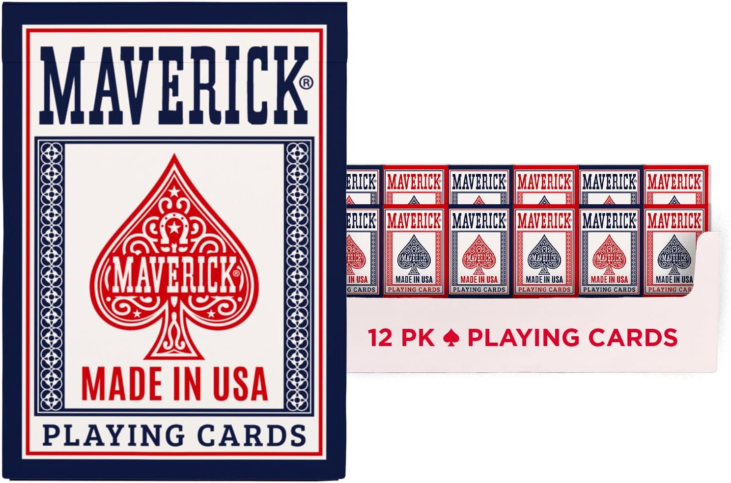 Maverick Playing Cards Brick (12 Decks, Red & Blue) – Standard Index – Made in USA