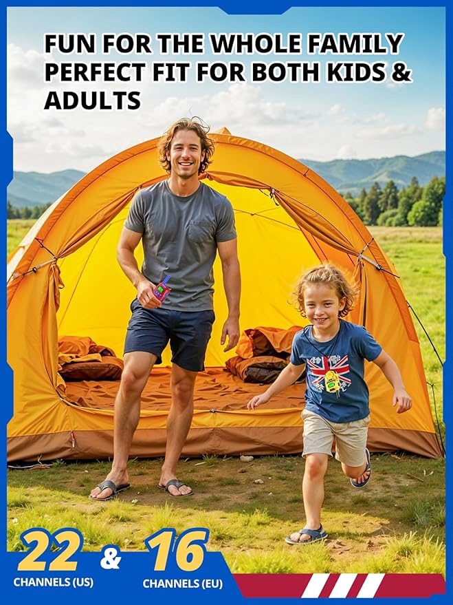 Walkie Talkies Toys for Kids Rechargeable, Long Range 2 Way Radio, Outdoor Camping Games Party Toys for 3 4 5 8-12 Year Old Boys Birthday Xmas Gift for Kids, 3 Pack