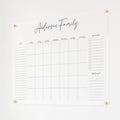 Personalized Clear Acrylic Calendar for Wall, Calendar Whiteboard for Wall, Dry Erase Wall Calendar, Wall Calendar Organizer System for Home (Cursive, Navy, 38"W x 26"H)