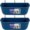Goovilla Large Feed Trough, Hanging or Screw-in Fence Feeder with Clips, 2 Pack 9 Quart Goat Feeder Supplies, Dog Horse Hog Pig Livestock Poultry Plastic Feeder Trough Bucket for Large Animal, Blue
