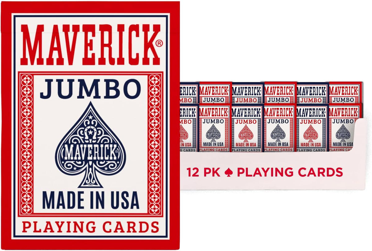 Maverick Playing Cards Brick (12 Decks, Red & Blue) – Jumbo Index – Made in USA
