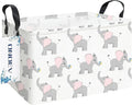 Rectangular Folding Laundry Basket,waterproof Canvas Basket,gift basket,Suitable for children's room,Office,Clothes,Toys Storage(Elephant calf)