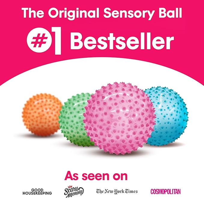 Edushape Sensory Ball for Baby - 7" Deflated with Pump, Transparent Pink, Enhances Gross Motor Skills for Kids 6 Months & Up