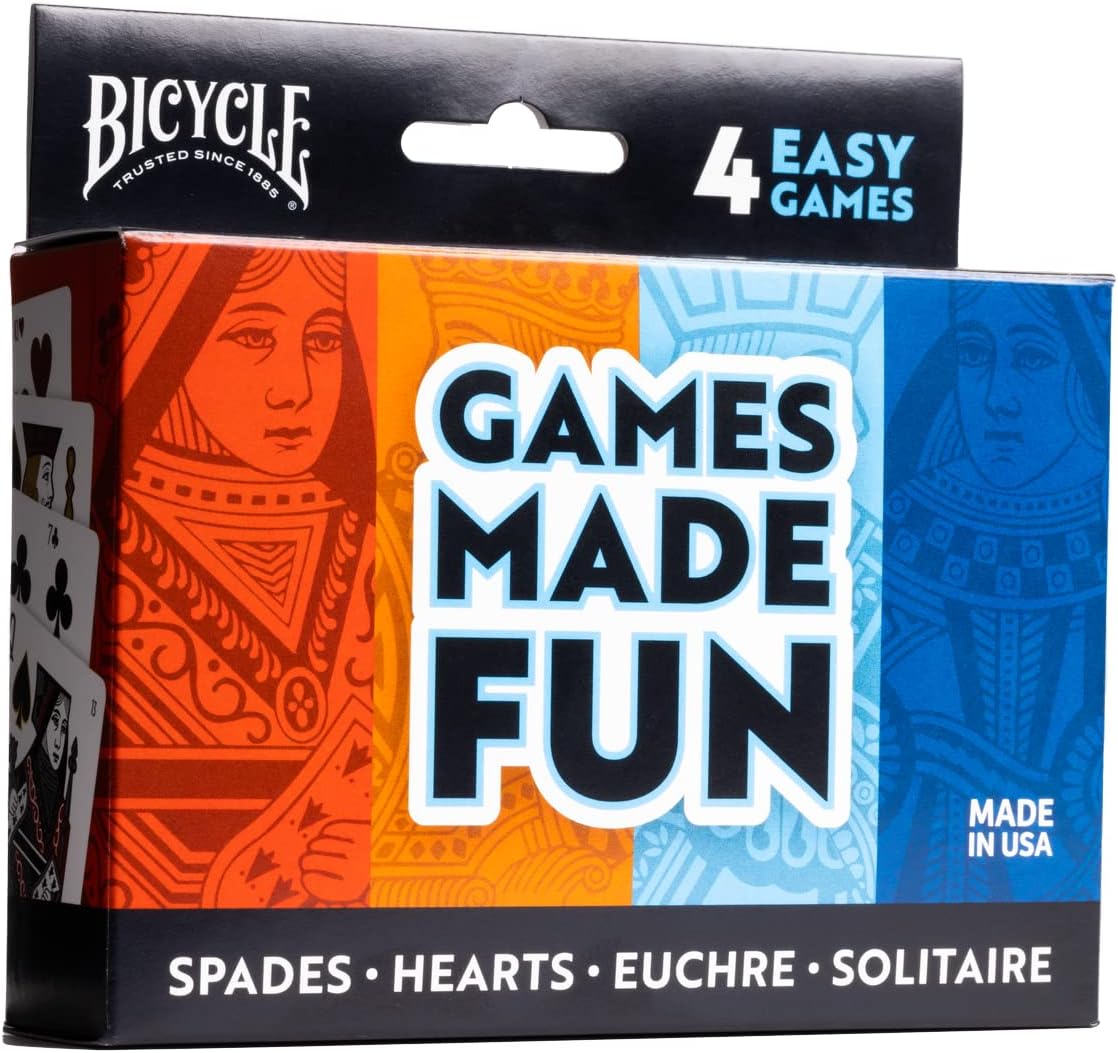 Bicycle Games Made Fun (4 pack — Hearts, Spades, Euchre, Solitaire)