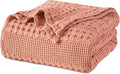 PHF 100% Cotton Waffle Weave Blanket King Size, Soft Lightweight Breathable Cozy Summer Blankets for Bed, Luxury Aesthetic Woven Bedding for Home Decor, 108"x90", Canyon Clay