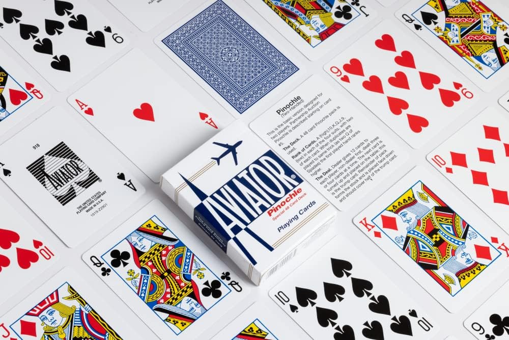Aviator Pinochle Playing Cards Brick – Red & Blue (12 Decks, Standard Index)