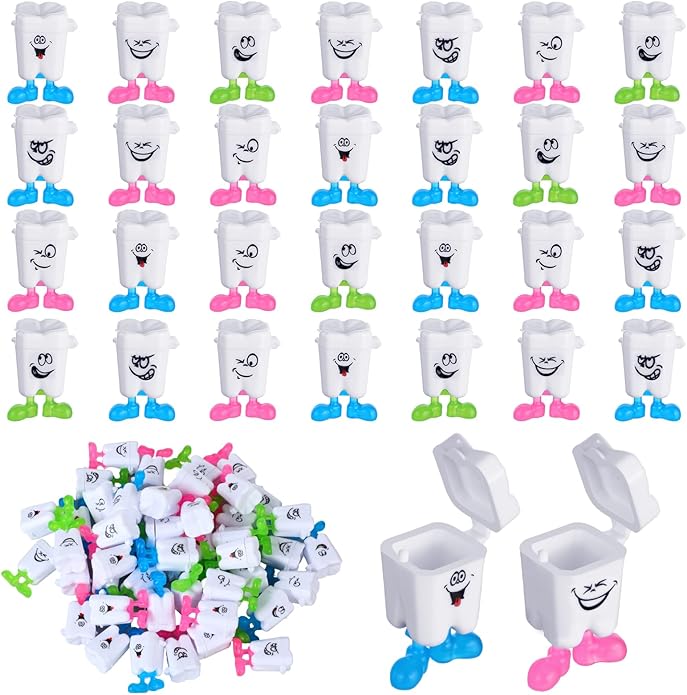 Yaomiao 30 Pcs Teeth Storage Box Lovely Baby Milk Tooth Organizer Container Teeth Saver Save Box with Expression Case Gift for Kids Child Keepsake Children