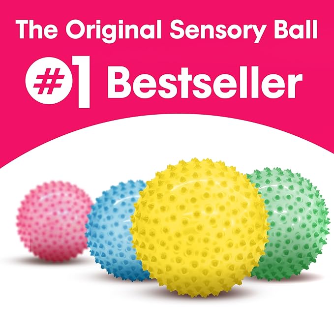 Edushape The Original Sensory Ball for Baby - 7" Transparent Yellow Color Baby Ball That Helps Enhance Gross Motor Skills for Kids Aged 6 Months & Up - Vibrant, Colorful & Unique Toddler Ball