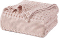 PHF 100% Cotton Waffle Weave Blanket King Size, Soft Lightweight Breathable Cozy Summer Blankets for Bed, Luxury Aesthetic Woven Bedding for Home Decor, 108"x90", Pink/Mauve