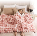 Cozy Faux Fur Throw Blanket for Couch-Warm Fuzzy Throw Blanket, Soft Plush Thick Bubble Blankets for Bedroom and Living Room, Furry Luxury Blanket, 90 x 108, Tie-Dye Pink