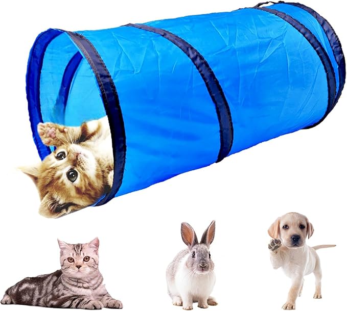 iCAGY Foldable Spiral Cat Tunnel - Indoor Toy for Small Cats, Kittens, and Rabbits - Tube for Interactive Play and Outdoor Fun - Pet Activity Toy Red 20" 3 Pcs