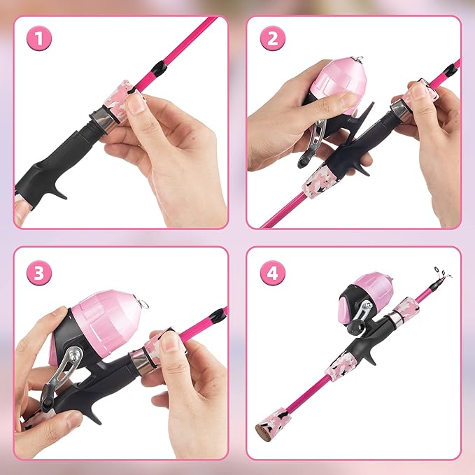 Kids Fishing Pole Kit Set，Portable Telescopic Fishing Rod and Reel Combo Full Kits for Boys, Girls, Beginner, Youth