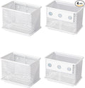 White Magnetic Basket, Magnetic Pencil Holder for whiteboard, Wire Mesh Magnetic Refrigerate Organizer, Magnetic shelf Desktop Storage, 3.42'' x 2.36'' x 2.55'',Set of 4