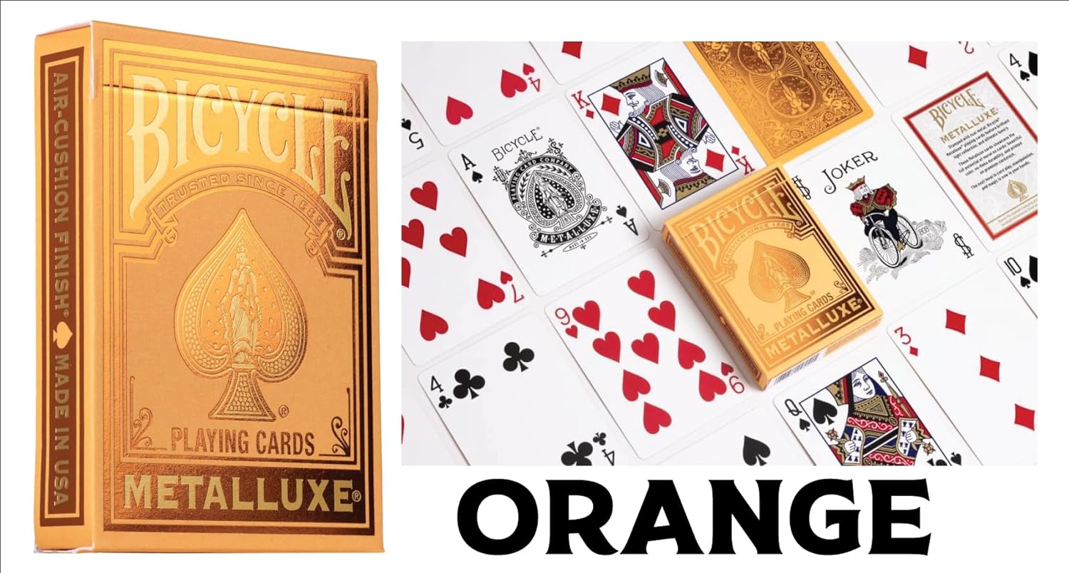 Bicycle Metalluxe Playing Cards – Luxury Foil Rider Back (Red, Blue, Green, Gold, Silver, & Orange)