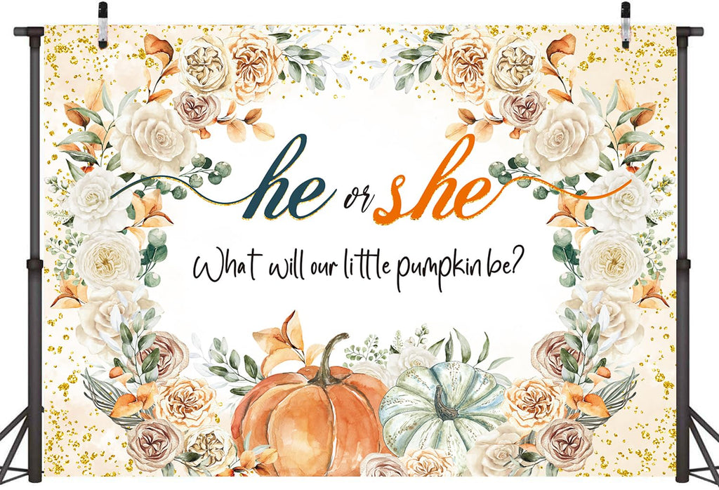 CUMIA Autumn Pumpkin Gender Reveal Backdrop 7x5FT Orange Fall Photo Prop