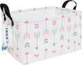 Rectangular Folding Laundry Basket,waterproof Canvas Basket,gift basket,Suitable for children's room,Office,Clothes,Toys Storage (Pink Arrow)