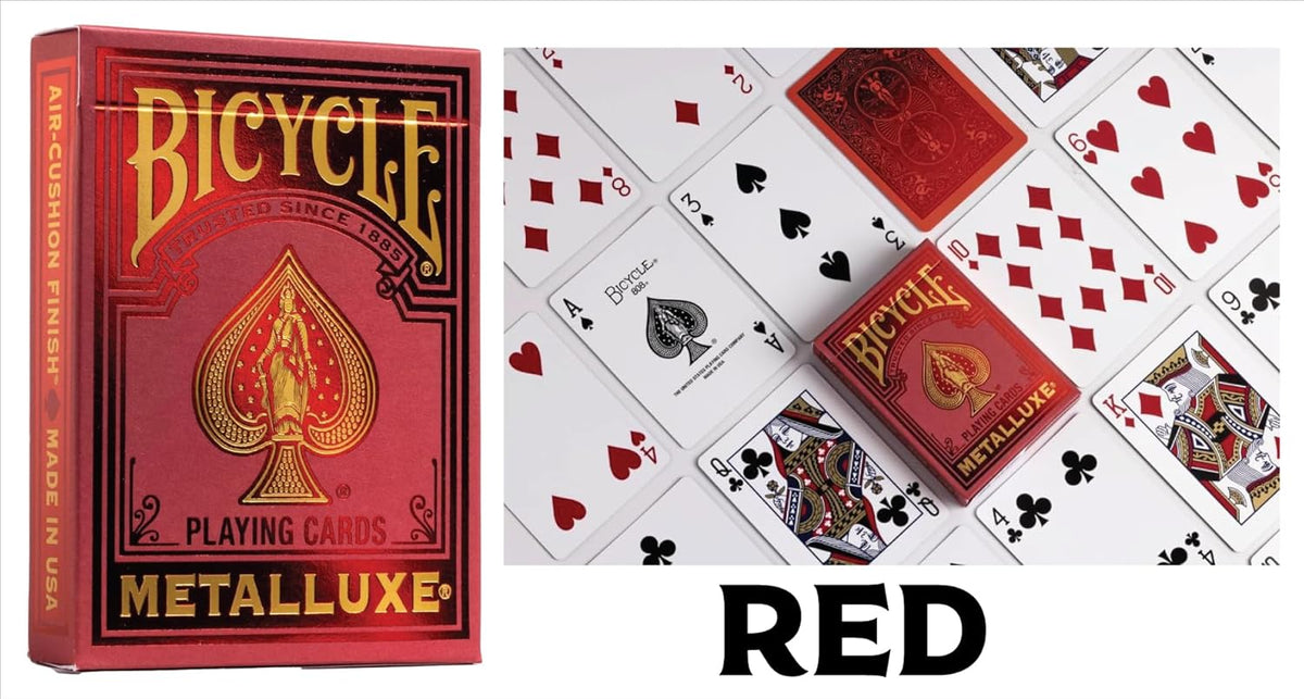 Bicycle Metalluxe Playing Cards – Luxury Foil Rider Back (Red, Blue, Green, Gold, Silver, & Orange)