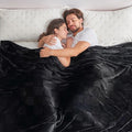 Cozy Bliss Checkered Large Faux Rabbit Fur Black Queen Bed Blanket, Soft Fuzzy Fluffy Minky Furry Plush Blankets for Couch, Bed, Adults (90 * 90 Inches Black)
