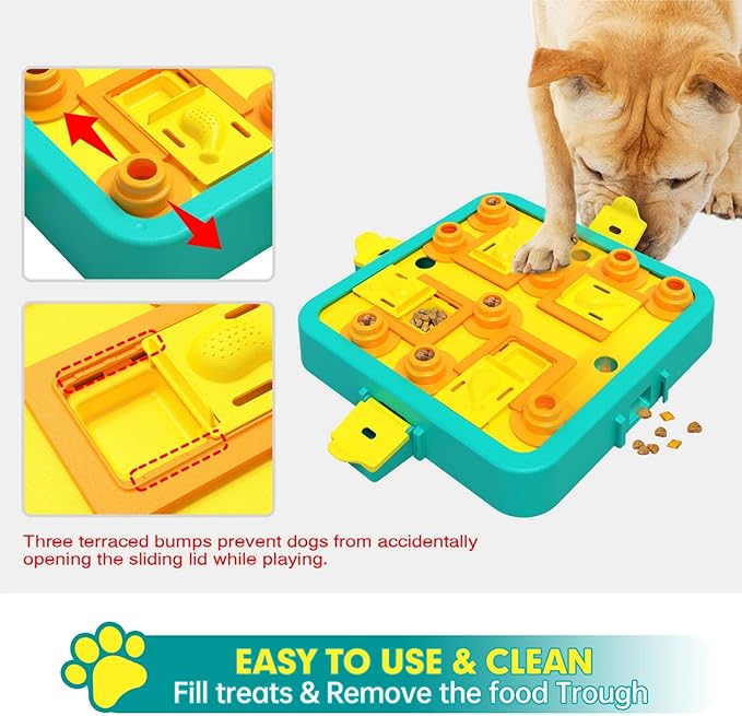 Dog Puzzle Toy Mental Stimulation - Level 3 in 1 Dogs Food Feeder Puzzle, Dog Treat Puzzle Feeder (Advanced-Blue Board)