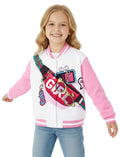 PATPAT Girls Varsity Baseball Jacket Pale Pink Bomber Coat Size 7-8