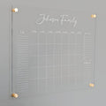 Personalized Clear Acrylic Calendar for Wall, Calendar Whiteboard for Wall, Dry Erase Wall Calendar, Wall Calendar Organizer System for Home (Cursive, White, 23"W x18.5"H)