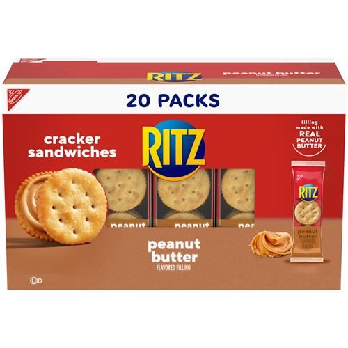 Ritz Peanut Butter Sandwich Crackers, Lunch Snacks, 20 Snack Packs (6 Crackers Per Pack)