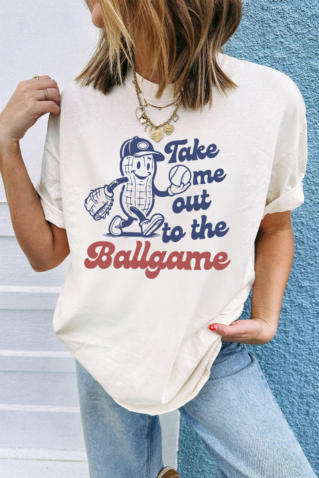 White Take me out to the Ballgame Casual Tee