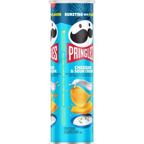 Pringles Potato Crisps Chips, Lunch Snacks, On-The-Go Snacks, Cheddar And Sour Cream, 5.5Oz Can (One Can)