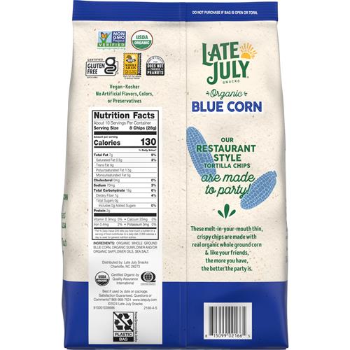 Late July Snacks Organic Blue Corn Tortilla Chips, 10.1 Oz