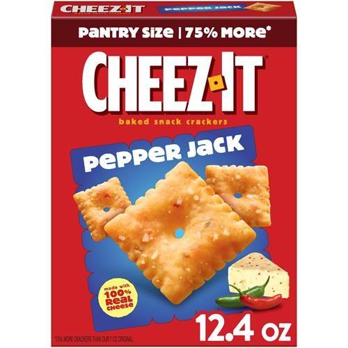 Cheez-It Cheese Crackers, Baked Snack Crackers, Office And Kids Snacks, Pepper Jack, 12.4Oz Box (1 Box)