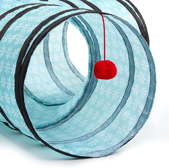 Tempcore Pet Cat Tunnel Tube Cat Toys 3 Way Collapsible, Cat Tunnels for Indoor Cats, Kitty Tunnel Bored Cat Pet Toys Peek Hole Toy Ball Puppy, Kitty, Kitten, Rabbit Teardrop Flower