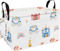 FANKANG Storage Bins, Nursery Hamper Canvas Laundry Basket Foldable with Waterproof PE Coating Large Storage Baskets for Kids Boys and Girls, Office, Bedroom, Clothes,Toys(Rec-castle carriage ）