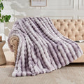 Lotus Karen Faux Fur Throw Blanket Tie-Dye Purple - Big Bubble Rabbit Fluff Blanket for Couch,Small Fluffy Fuzzy Cozy Blanket,Thick Furry Plush Shaggy Blankets,60x80 Inches