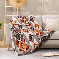 CASAAGUSTO Boho Throw Blanket - Orange and Green Decorative Blankets with Tassel, Printed Flannel Bohemian Blanket for Chair, Bed, Sofa, Couch(60 * 80, Orange and Green)