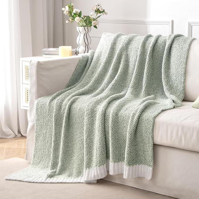 MIULEE Sage Green Super Soft Throw Blanket for Couch, Cozy Fluffy Warm Throws Knit Blankets for Sofa, Bed, Chair, Living Room, Camping, Picnic, Spring Home Decor,50 x 60 inch