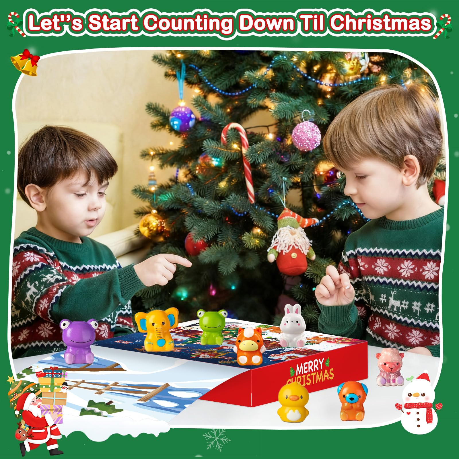 Govetom 2025 Christmas Advent Calendar 24 Days Slow Rising Squishy Multi-color