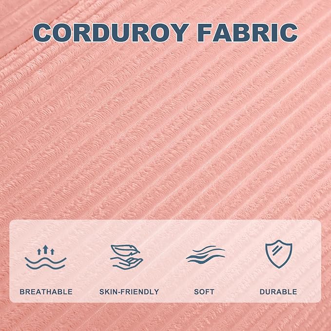 Misolant Bean Bag Chairs，Big Corduroy Fabric Sofa Bean Bag Chair for Adults and Teens with High-Resilience Sponge, Non-Slip Base Floor Lounge Sofa for Home, Living Room, Bedroom, Gaming Pink