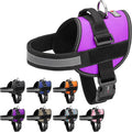 Dogline Dog Harness, Reflective No-Pull Adjustable Vest with Handle for Walking, Training, Breathable, No - Choke Harness for Small, Medium or Large Dogs Room for Patches Girth 33"-46" in Purple