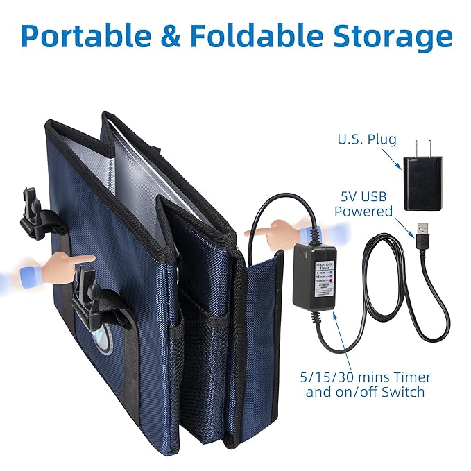 UV Sanitizer Box, 12L Portable Sanitizing and Cleaning Machine with 3-Level Timer, Foldable UV Cleaner Box for Toys, Mask, Towel, Key， Baby Bottle, Etc. Ozone Free UV Cleaning Box ﻿