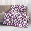 LOMAO Throw Blankets Flannel Blanket with Checkerboard Grid Pattern Soft Throw Blanket for Couch, Bed, Sofa Luxurious Warm and Cozy for All Seasons (Purple, 40"x50")