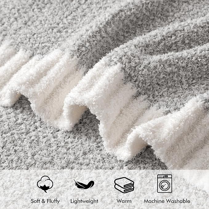 MIULEE Light Grey Super Soft Throw Blanket for Couch, Cozy Fluffy Warm Throws Knit Blankets for Sofa, Bed, Chair, Living Room, Camping, Picnic, 50 x 60 inch
