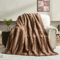 Luxury Faux Fur Blanket - Soft Warm Plush Blankets for Couch Sofa Bed, Fluffy Thick Throws for Bedroom, Office, Living Room, Decorative Reversible, Not Easy to shed - 70"x90", Brown