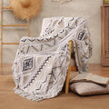 CASAAGUSTO Boho Throw Blanket - Beige and Gray Decorative Blankets with Tassel, Printed Flannel Bohemian Blanket for Chair, Bed, Sofa, Couch(50 * 60, Beige and Gray)