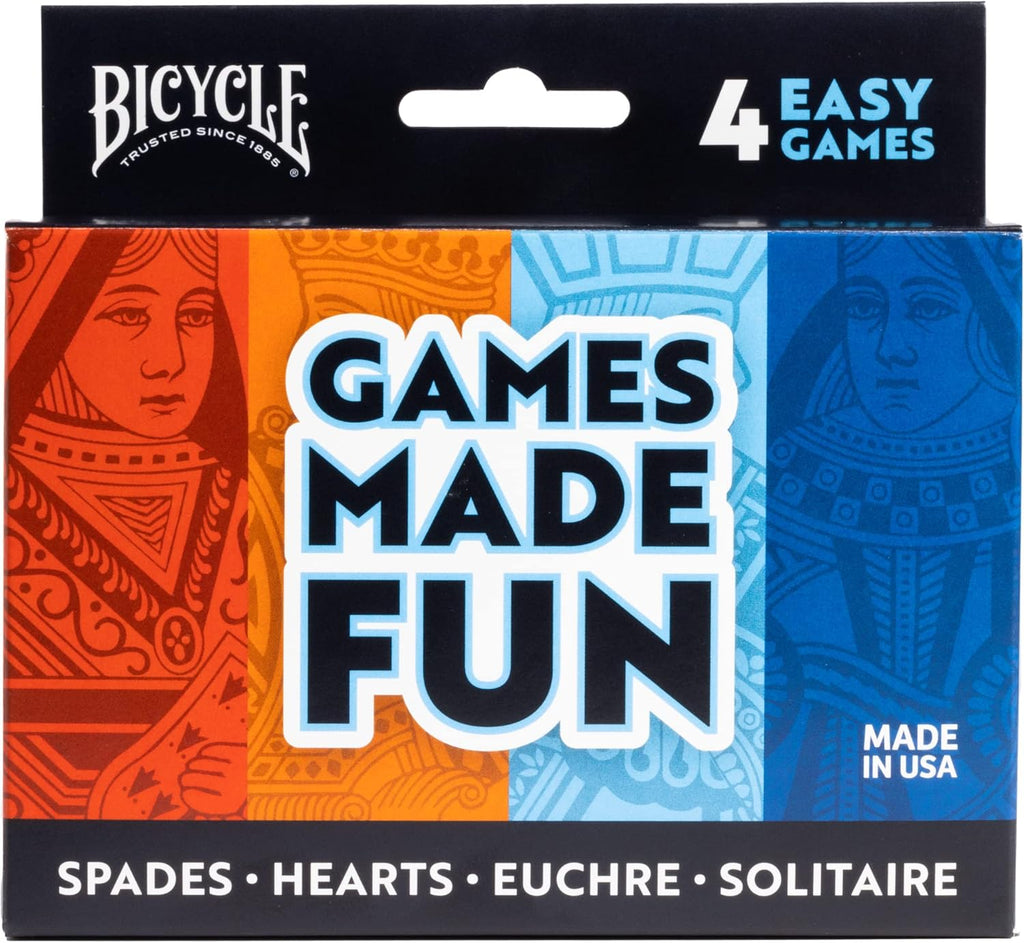 Bicycle Games Made Fun (4 pack — Hearts, Spades, Euchre, Solitaire)