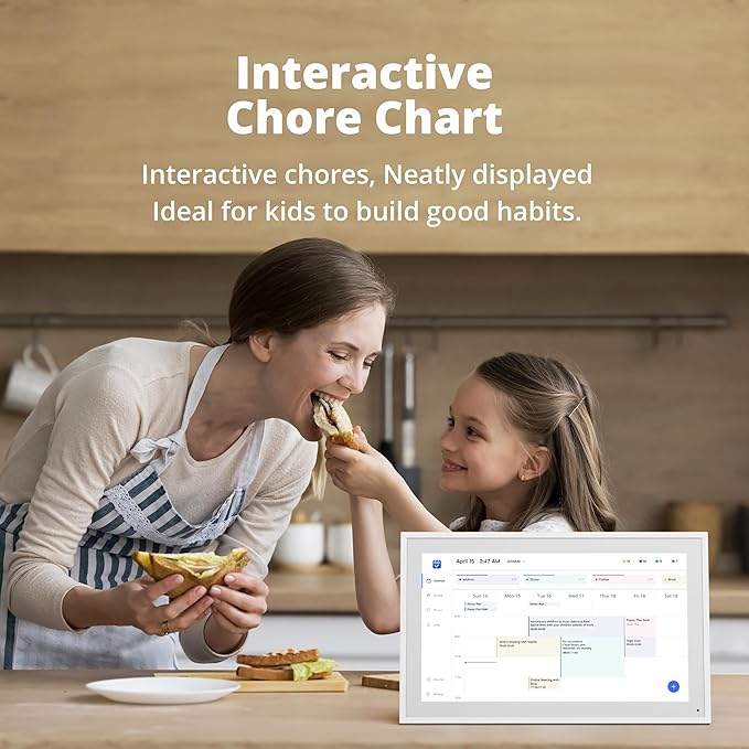 Dragon Touch 15.6" Digital Calendar Chore Chart – 1080P Full HD Interactive Touchscreen, Smart Family Planner, Hearth Display Digital Calendar Wall & Desk Mountable for Seamless Scheduling