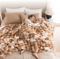 Cozy Faux Fur Throw Blanket for Bed Warm Fuzzy Throw Blanket, Soft Plush Thick Bubble Blankets for Bedroom and Living Room, Furry Luxury Blanket, 60 x 80, Tie-Dye Brown
