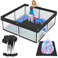 TOREVSIOR Foldable Baby Playpen with Mat, 50"×50" Collapsible Play Pen for Babies and Toddlers, Indoor & Outdoor Kids Safety Play Pen, Portable Play Yard, Foldable Baby Playpen with 50 Ocean Balls