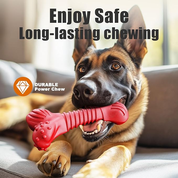 Dog Toys for Aggressive Chewers, Dog Toys for Medium Large Dogs, Natural Rubber Dog Chew Toys with Beef Flavor, Indestructible Chew Toys for Aggressive Chewers (red)