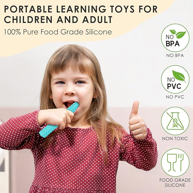 ERKOON 5 Pack Sensory Chew Toys for Autistic Children, Silicone Chewy Tubes Teething Tubes for Autism, ADHD, SPD, Chewies with Special Needs, Oral Motor Chewy Tool for Sensory Kids