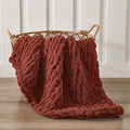 WESHIONGOO Chunky Knit Blanket Throw　40"*40“ Knitted Throw Blankets for Couch Bed Fluffy Soft Blanket with Jumbo Chenille Yarn Thick 100% Handmade(Ｒｕｓｔ)